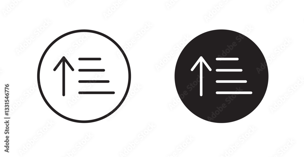 Poster Sort amount up vector icon set in black color.