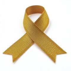 Yellow ribbon for cancer awareness isolated on white background