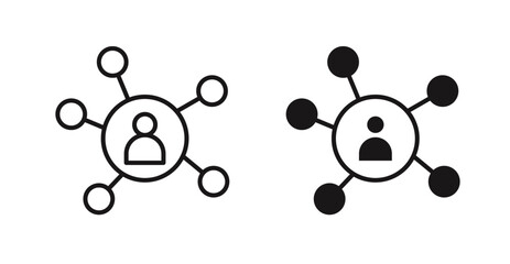 Social network vector icon set in black color.