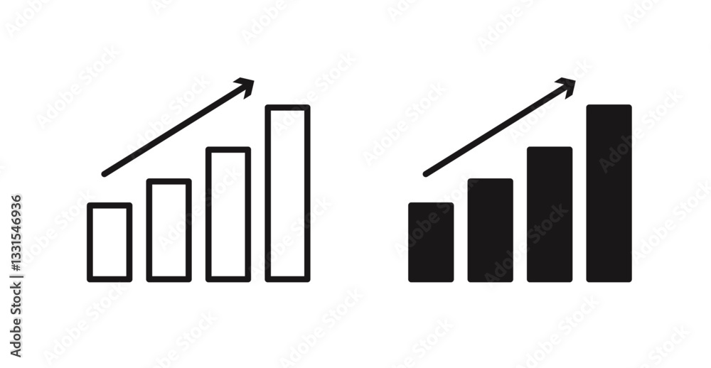 Poster stats vector icon set in black color.