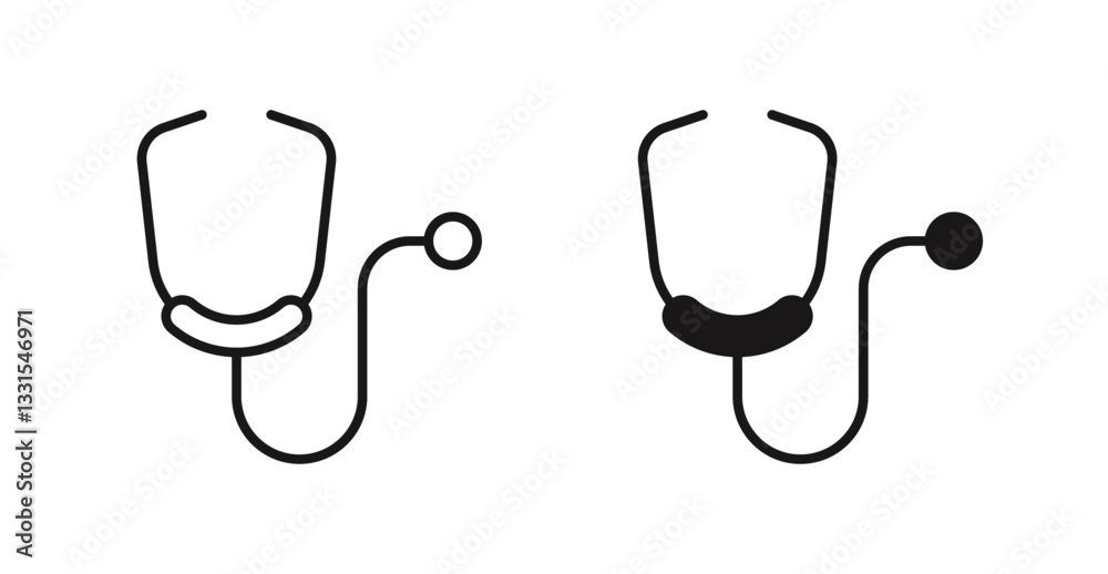 Aufkleber stethoscope vector icon set in black color.