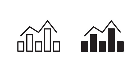 Stats vector icon set in black color.
