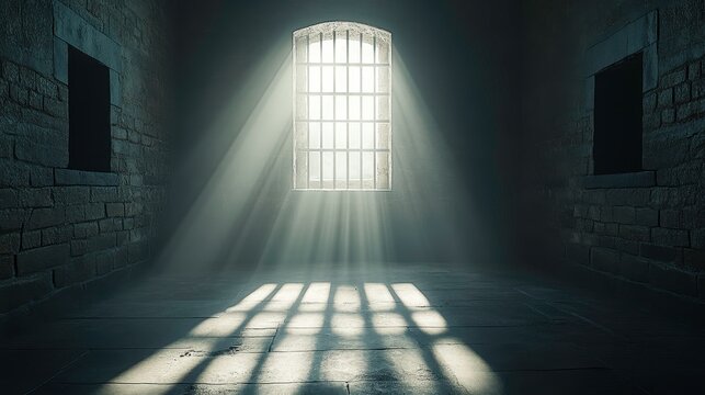 Light breaking through a prison window abandoned cell image dark environment captivating perspective freedom concept