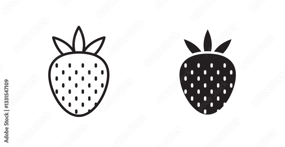 Poster strawberry vector icon set in black color.