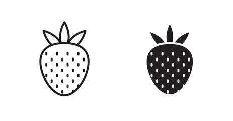 Strawberry vector icon set in black color.