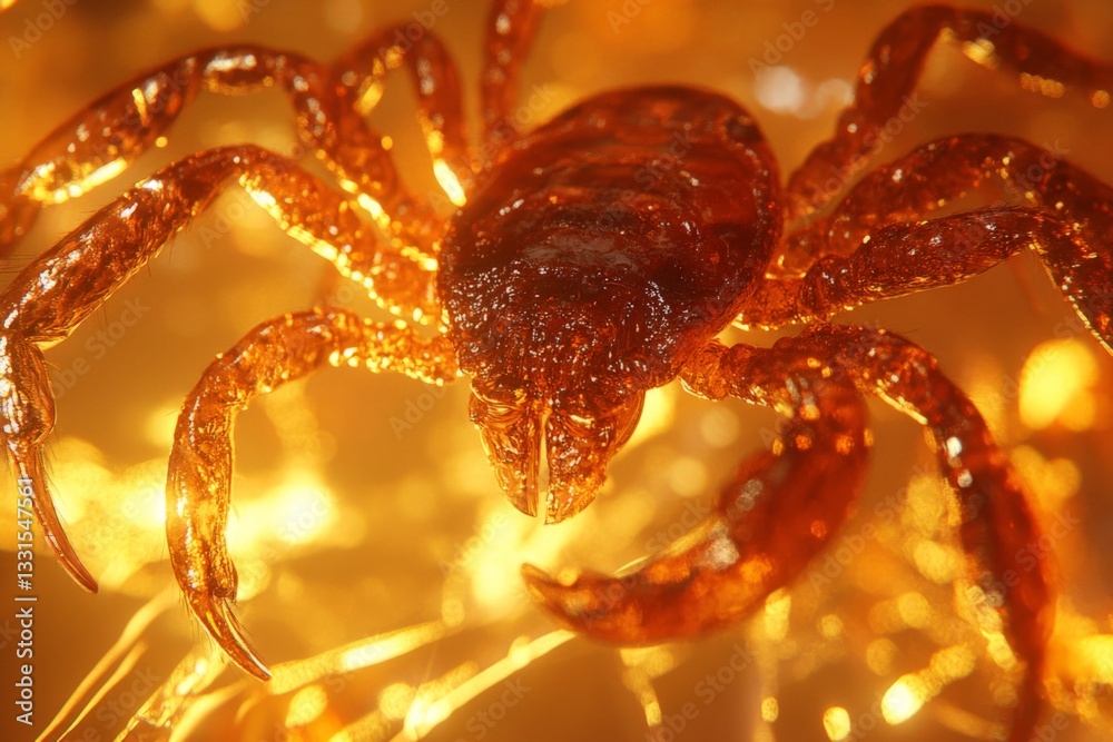 Poster Intricate amber shell reveals a detailed fossilized crab preserved in ancient resin