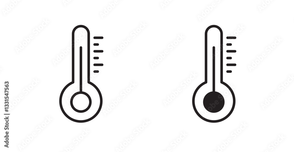 Poster Thermometer half vector icon set in black color.
