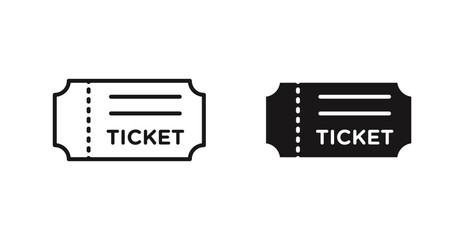 Ticket vector icon set in black color.