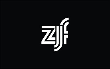 ZJF Creative Unique Modern Letter Logo Design. Stylized logo featuring a unique letter design, presenting abstract minimalist aesthetics and modern appeal.