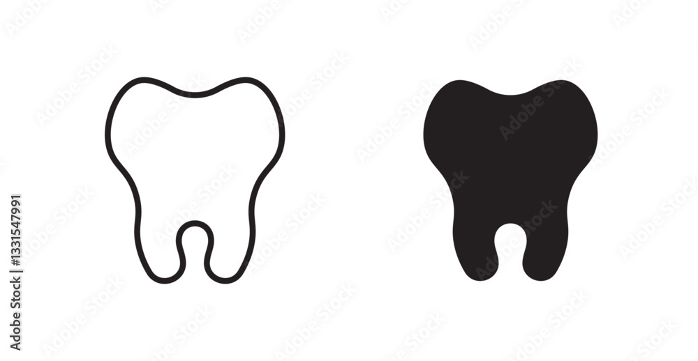 Poster tooth vector icon set in black color.