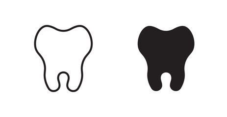 Tooth vector icon set in black color.