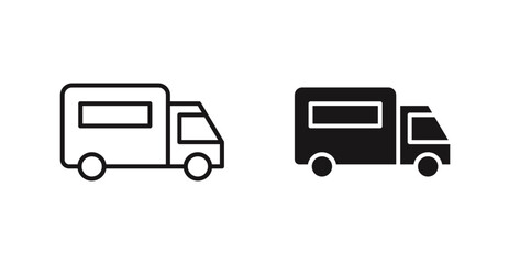 Truck vector icon set in black color.