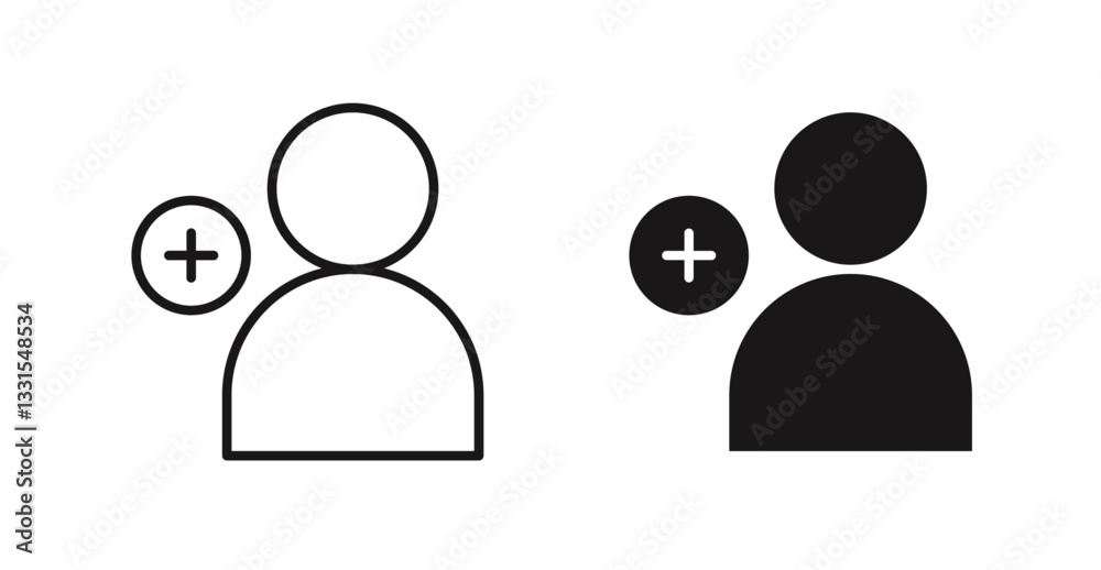 Poster User add vector icon set in black color.
