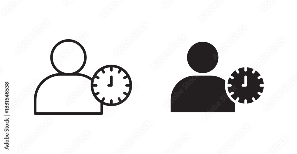 Poster user time vector icon set in black color.