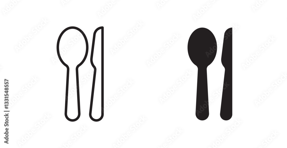 Poster utensils vector icon set in black color.