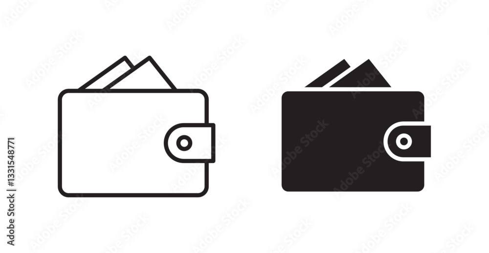 Aufkleber wallet vector icon set in black color.