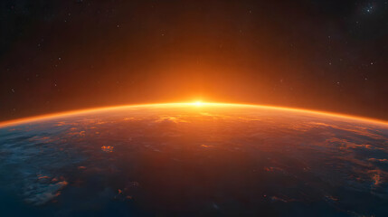 Stunning View of Sunrise Over Earth from Outer Space Perspective