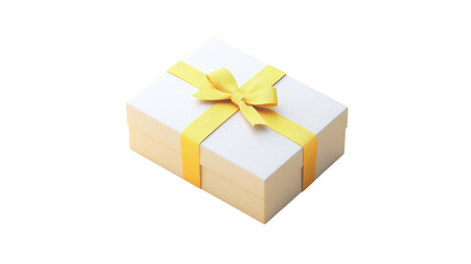 Obraz premium Gift box wrapped in yellow ribbon placed on a clean white background ready for a special occasion or celebration at any time of year
