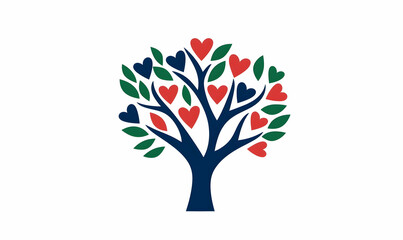 Colorful Heart Tree Design for Nature and Love Themes