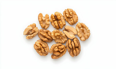 Obraz premium Fresh Shelled Walnuts Isolated on White Background for Healthy Eating