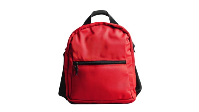 Bright red backpack for school or travel with adjustable straps and multiple compartments for organization
