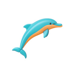 Fototapeta premium Illustration of a blue and orange dolphin on a transparent background. Concept of marine life, sea animals, and ocean.