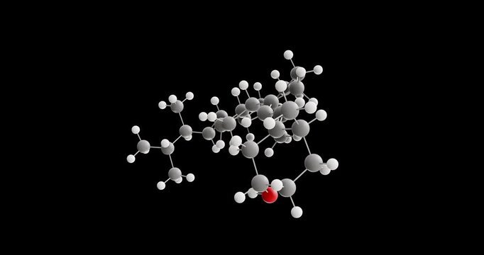 Dihydrotachysterol molecule, rotating 3D model of synthetic vitamin d, looped video on a black background