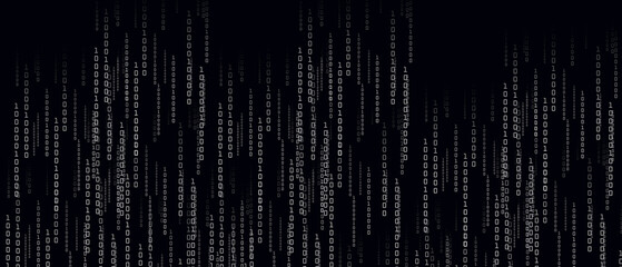 Falling digital 10000 number and glowing on black background