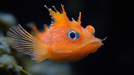 Orange Fish Portrait Close Up Aquatic Creature Bright Marine Life Underwater World Sea Animal Detail