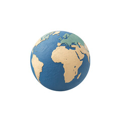 Naklejka premium Illustration of the Earth globe showing continents like Africa, Europe, and South America on a transparent background.