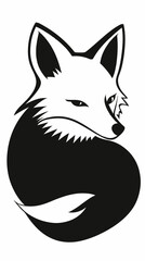 Fototapeta premium Stylized Black and White Fox Vector Illustration for Elegant Animal Design Concept