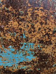 background, texture of peeling paint on painted metal, grunge