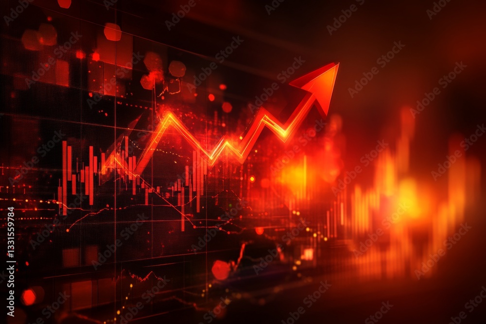 Aufkleber financial growth represented by a rising graph in dynamic colors showcasing market trends and data f