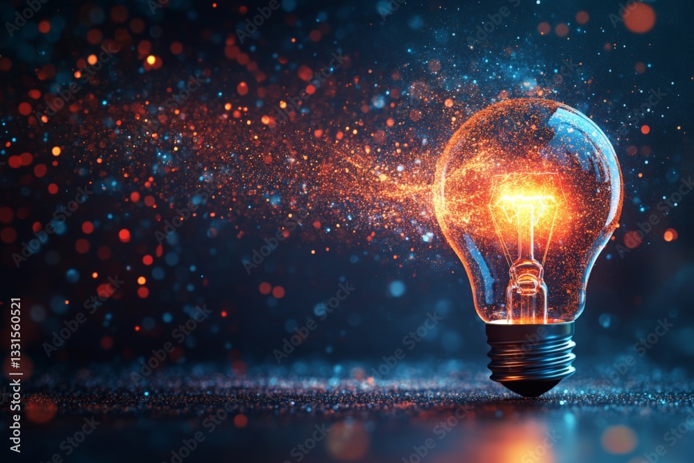 Aufkleber Bright spark of creativity illuminated in a dark background showcasing an artistic light bulb concept