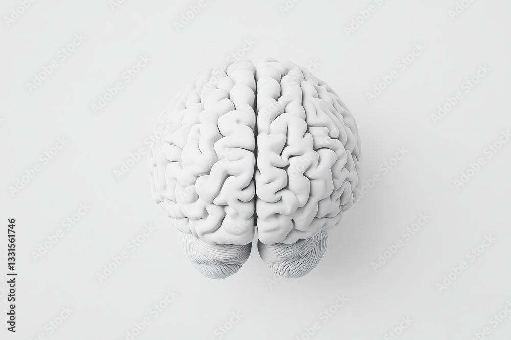 Aufkleber realistic anatomical model of a human brain viewed from above on a neutral background