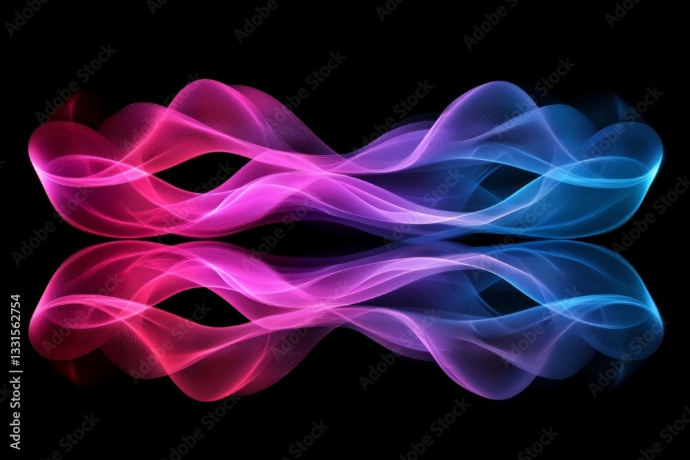 Aufkleber Colorful wave patterns create a mesmerizing visual display of light and movement in a digital artwork
