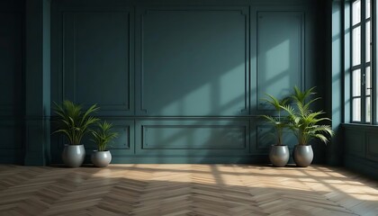 A modern living room with a large window brings nature indoors, showcasing a sleek interior design with a potted plant