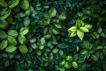 Dense forest foliage in dark backdrop with sharp focus and vibrant leaf textures for movie scene concepts, environmental campaigns, and digital backgrounds.