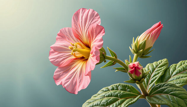 Pink hibiscus botanical artwork for tropical garden design and horticultural education