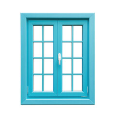 Blue window frame with a transparent background. Concept of architecture, design, and home improvement.