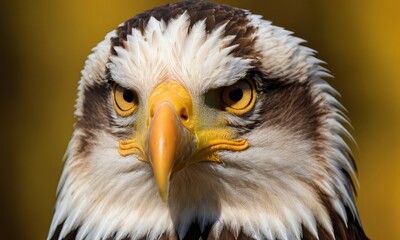 Obraz premium Magnificent Bald Eagle Portrait Showcasing Intense Gaze and Sharp Details