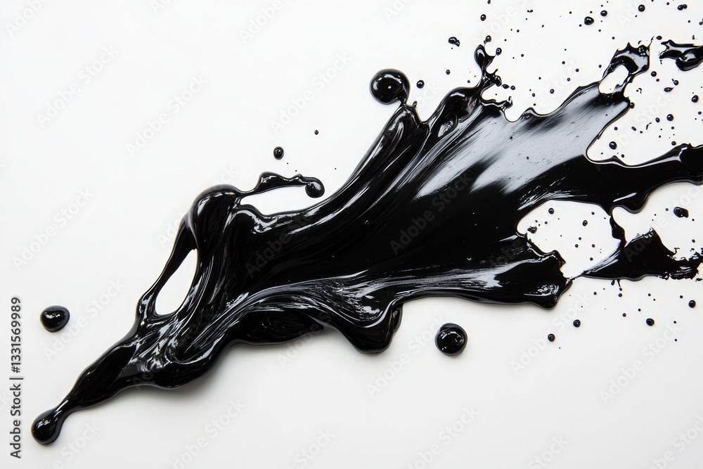 Poster ink splashing on white paper or surface