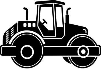 Road Roller black silhouette vector, Simple silhouette Design vector icon with white background.