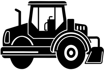 Road Roller black silhouette vector, Simple silhouette Design vector icon with white background.