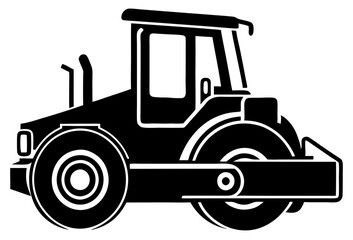 Road Roller black silhouette vector, Simple silhouette Design vector icon with white background.