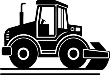 Road Roller black silhouette vector, Simple silhouette Design vector icon with white background.