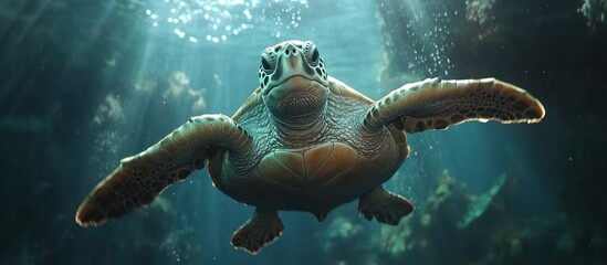Obraz premium Sea Turtle Aquarium Sunlight Swim