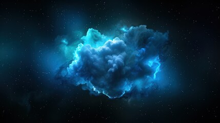 Fototapeta premium Celestial Azure: An artistic rendering captures the awe-inspiring beauty of a cosmic nebula, showcasing vibrant hues of blue against a backdrop of stars.