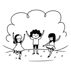 Child Dancing Silhouette – Vector Art Illustration in Black on White