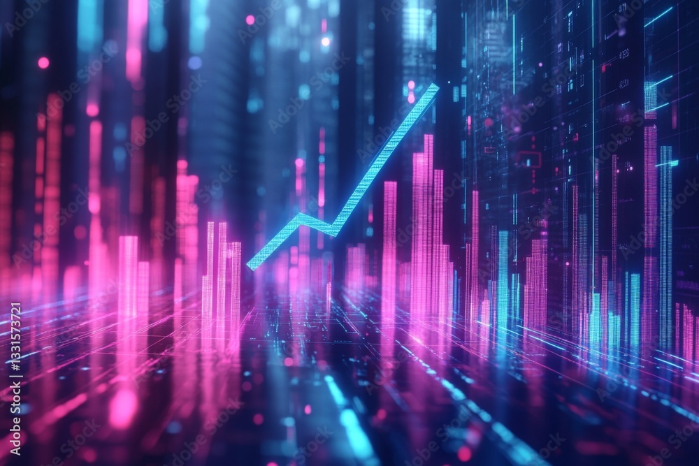 Leinwandbilder digital graph shows upward trend in data analysis during futuristic financial visualization